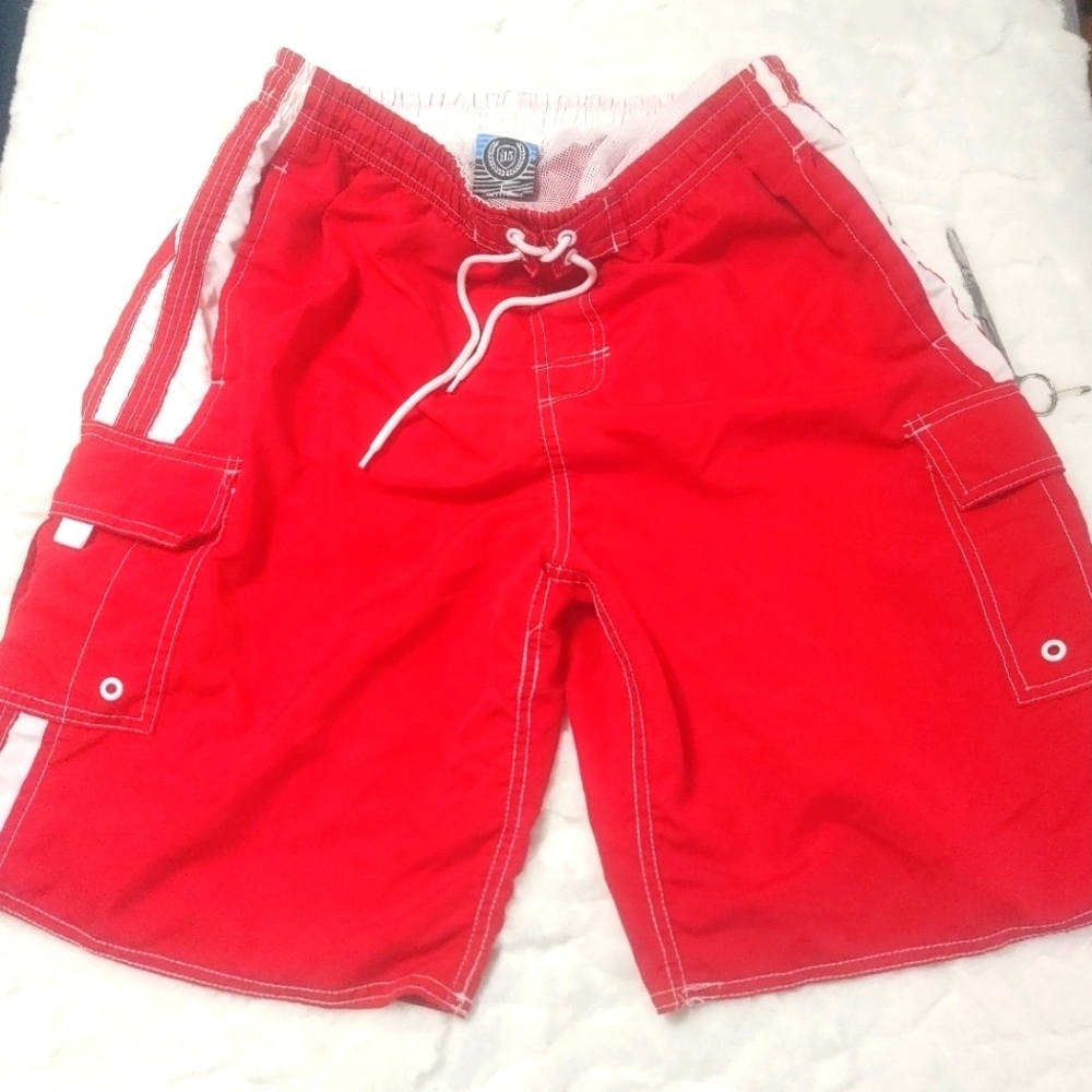 North 15 Red Swim Shorts with White Accents Lg